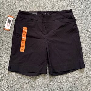 Hilary Radley Black Pull On Bermuda Shorts High Rise Womens XXL Stretch NWT